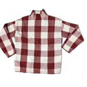 Zara Kids Burgundy and White Checkered Sweater